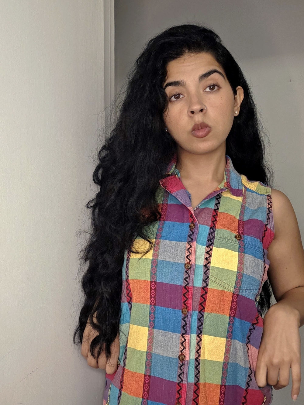 Vintage 90s Karen Scott Plaid Top
